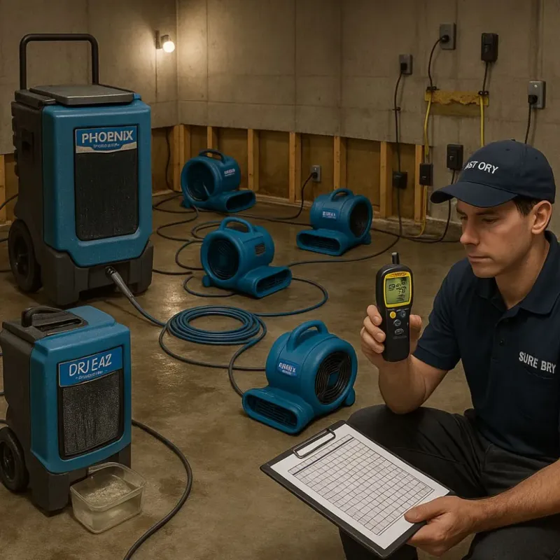 Structural Drying and Dehumidification process in Seagraves, TX